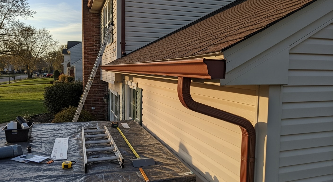 New gutters and fascia installed on residential home