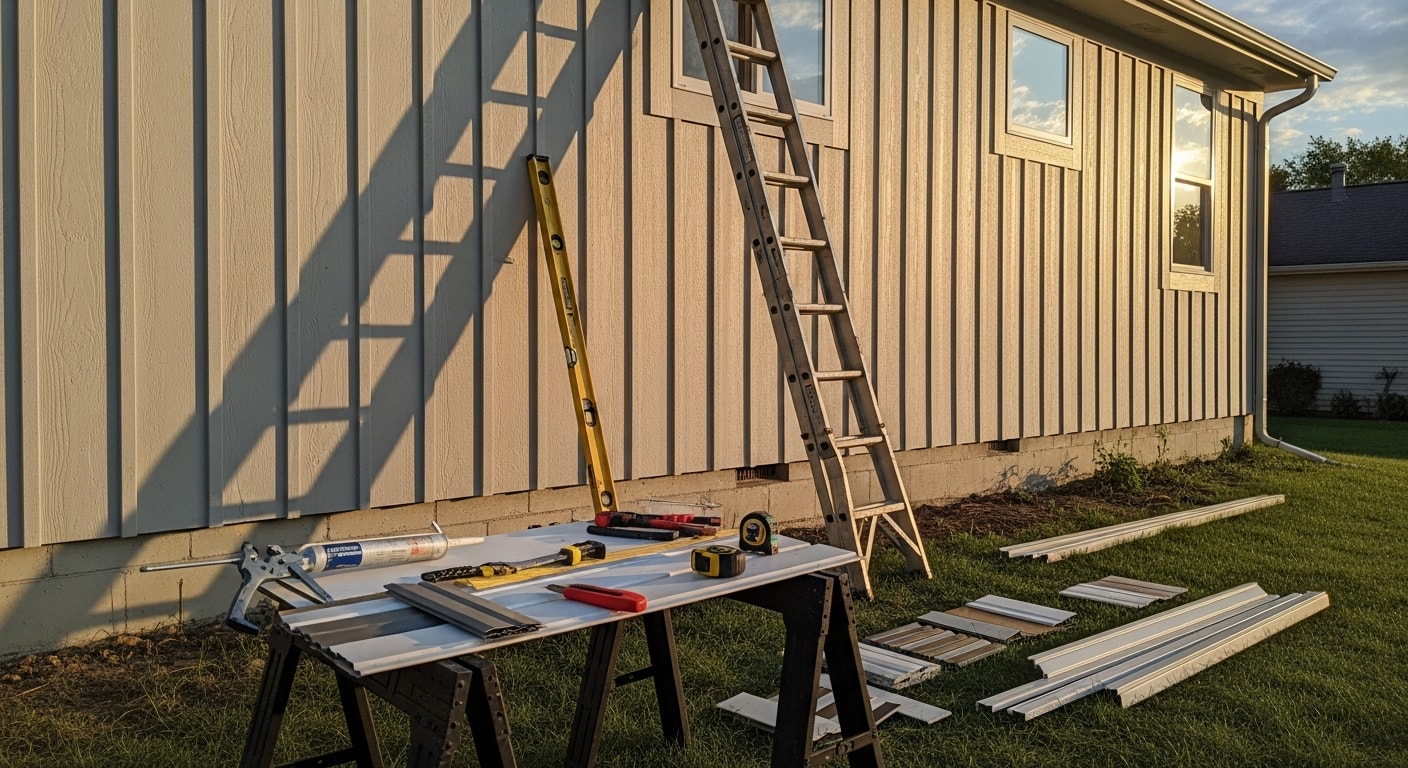 New siding installed on residential home exterior
